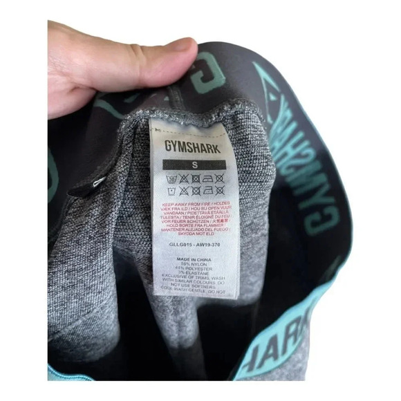 Gymshark Grey Flex with Teal Band Workout Leggings - Picture 5 of 9